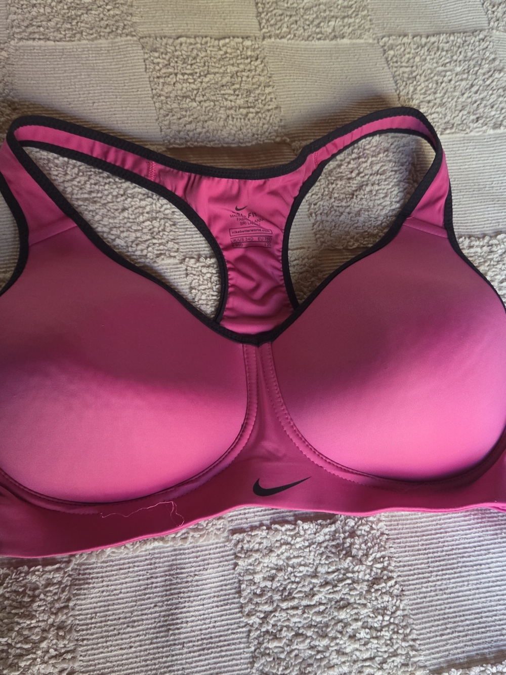 Nike Hot Pink Racerback Padded Sports Bra with Black Trim